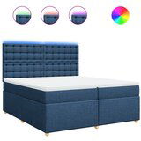 vidaXL Box spring postelja z vzmetnico modra 200x200 cm blago, (21307661) | Shoptok.si