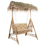  Ljuljačka za 2 osobe s jastukom i palminim lišćem 202 cm bambus | shoptok.hr