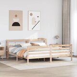  Okvir kreveta s uzglavljem 200 x 200 cm od masivne borovine | shoptok.hr