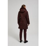 Marisse Long Quilted Jacket With Hood, Brown | Shoptok.si