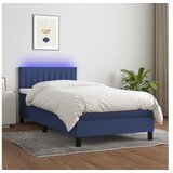 Box spring postelja z vzmetnico LED modra 100x200 cm blago | Shoptok.si