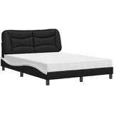 The Living Store Postelja z vzmetnico črna in bela 140x200 cm umetno usnje - Postelja, (21611540) | Shoptok.si