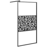 Pregrada za tuš 100 x 195 cm staklo ESG s uzorkom kamena crna | shoptok.hr