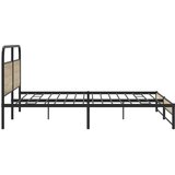 Metalni Kovinski posteljni okvir brez vzmetnice dimljen hrast 193x203cm, (21610527) | Shoptok.si