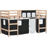  The living store otroški pograd z zavesami bel in črn 90x190 cm trdna borovina - otroški pograd, (21492121) | Shoptok.si