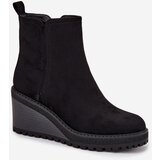 Boto Insulated Ankle Boots On Wedge Made Of Eco Suede Black Mavona | Shoptok.si