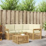  Set vanjskih sofa 5 pcs Bijela i krem 59 x 59 x 37 cm Poliester | Shoptok.si
