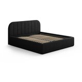 Windsor & Co Sofas Črna oblazinjena zakonska postelja s prostorom za shranjevanje z letvenim dnom 200x200 cm Juno – | Shoptok.si
