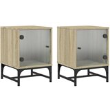  The Living Store Nočna omarica s steklenimi vrati 2 kos sonoma hrast 35x37x50 cm - Nočna Omarica, (21448597) | Shoptok.si