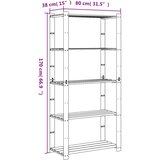  Stalak za pohranu 5 razina sivi 80x38x170 cm masivna borovina | shoptok.hr