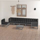 The Living Store Vrtna sedežna garnitura 8-delna z blazinami trdna borovina - Vrtna Sedežna Garnitura, (21470074) | Shoptok.si