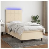 vidaXL Krevet box spring s madracem LED krem 100x200 cm od tkanine Cijene