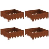 vidaXL Robovi trave 4 pcs 60 x 60 x 20 cm Jeklo Rjav, (5000301117) | Shoptok.si