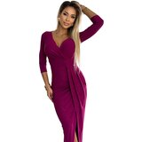 Numoco Long shiny dress with a neckline and slit on the legs | Shoptok.si