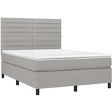  Box spring postelja z vzmetnico LED sv. siva 140x200 cm blago, (20789342) | Shoptok.si
