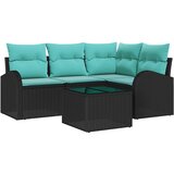 vidaXL Vrtna sedežna garnitura 5 pcs Črna in turkizna Poly ratan, (5000021844) | Shoptok.si
