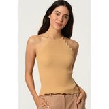 Dewberry Z2022 WOMEN'S KROP BLOUSE-ON CAMEL Cene
