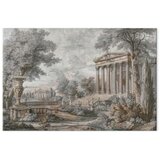  Slika - Temple on a hill - Greek architecture in subdued colours 90x60 Na talijanskom platnu | shoptok.hr