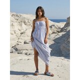 Sinsay Pamučna maxi haljina na naramenice s naborima | shoptok.hr