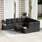 vidaXL Set vrtnih sofa od 9 dijelova s jastučićima Crni Poli Ratan Bager Cijene