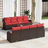  Set sofe 9 pcs Smeđa i crvena Poliester | shoptok.hr