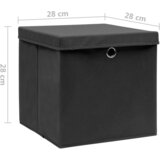  Kutije za pohranu s poklopcima 4 kom 28 x 28 x 28 cm crne | Eponuda.com