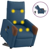 vidaXL Električni masažni naslanjač s funkcijo vstajanja modro blago, (21824535) | Shoptok.si