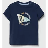 Guess Otroška bombažna kratka majica mornarsko modra barva