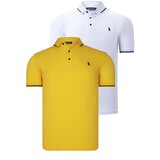 Dewberry DOUBLE SET T8586 MEN'S T-SHIRT-WHITE-YELLOW Cene