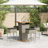  5-dijelni vrtni barski set od poliratana s jastucima sivi Siva 80 x 80 x 110 cm | shoptok.hr
