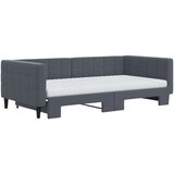 vidaXL Izvlečna dnevna postelja z vzmetnico tem. siva 100x200 cm žamet | Shoptok.si