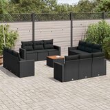  13-dijelni set vrtnih sofa s jastucima poliratan crni Cijene
