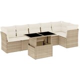 Maison Chic Seti vrtnega pohištva - Vrtna garnitura - Vrtni pohištvo set 7-delna z blazinami bež poli ratan, (21804344) | Shoptok.si