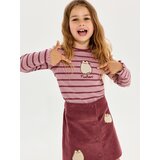 Sinsay Pamučna majica dugih rukava u pruge s vezom Pusheen the Cat | shoptok.hr
