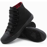Ombre Men's shoes sneakers in combined materials - black Cene