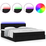 vidaXL Otomanski krevet s madracem i LED crni 180x200cm od tkanine | shoptok.hr