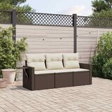  3-dijelni set vrtnih sofa s jastucima smeđi od poliratana | shoptok.hr