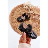 EVENTO PE1 Black Glossy Children's Ballerina Flats With Velcro Strap And Bow Olessa | Eponuda.ba