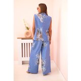 Kesi Włoski Women's set with viscose vest and floral jeans pants blue | Shoptok.si