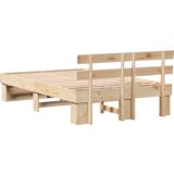 vidaXL krevetna konstrukcija smeđa 135 x 190 cm čvrsta borova drva | shoptok.hr