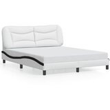  The Living Store Posteljni okvir z vzglavjem bel in črn 160x200 cm umetno usnje - Posteljni Okvir, (21450565) | Shoptok.si