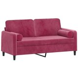 vidaXL Kavč dvosed z blazinami vinsko rdeč 140 cm žamet, (20925128) | Shoptok.si