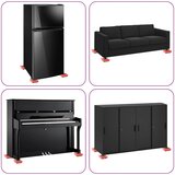  Kotačići za namještaj 8 kom s podizačima crveni 9,8 x 7,5 x 3 cm 150 kg | shoptok.hr