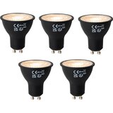 LUEDD Komplet 5 GU10 3-staps dimbaar LED lamp zwart 6W 500 lm 2200 - 6500K | Shoptok.si