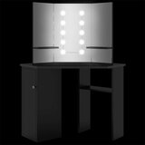 vidaXL Kotna mizica za ličenje z LED lučkami črna 111x54x141,5 cm | Shoptok.si