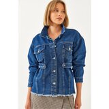 Bianco Lucci women's belt detailed denim jacket