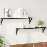 Police na zidu s policom 2 pcs Crni hrast 80 x 15 x 15,5 cm | shoptok.hr