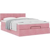  Otomanska postelja z vzmetnico roza 140x190cm žamet | Shoptok.si