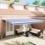 vidaXL Samodejna retraktibilna tenda modro-bela 500x300 cm Cene