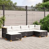Maison Chic Seti vrtnega pohištva - Vrtna garnitura - Vrtni pohištvo set 6-delna z blazinami črna poli ratan, (21804136) | Shoptok.si